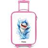 NoBoringSuitcases.com NoBoringSuitcases© Valigia Rosa Per Bambini Compatto Bagaglio Ultraleggero | 48x31x19 cm - Trolley A Mano Rigidi LED Ruote Valigie Neonato - Ragazzo - Squalo - Denti - Acqua