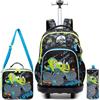 Egchescebo Zaino con Rotelle Bambino Pieghevole Dune Buggy Trolley Zainetto Asilo Scuola Elementare Primaria Borsa Pranzo Portamatite Grande Carrello Valigia Ragazzo per Valigia da Viaggio Blu