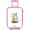 NoBoringSuitcases.com NoBoringSuitcases© Valigia Rosa Per Bambini Compatto Bagaglio Ultraleggero | 48x31x19 cm - Trolley A Mano Rigidi LED Ruote Valigie Neonato - Ragazze - Animale - Natura - Criceto