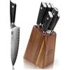SHAN ZU Ceppo Coltelli da Cucina 7 Pezzi in Damasco Giapponesi Set di Coltello Chef 67 Strati 10Cr15MoV Damasco Acciaio ad Alto Tenore di Carbonio Set Coltelli con Manico in Fibra di Vetro G10