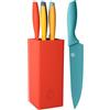 Master Chef MasterChef Set Coltelli da Cucina con Ceppo Universale, Portacoltelli | con Lama Affilato per Pane, Carne, Verdure e altro, Acciaio Inox, Prova di Calore, Manici Multicolori, 5 Pezzi