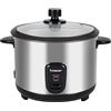BEPER P101VAP001 Cuociriso elettrico con Funzione Mantenimento Calore, Cestello per Cottura a Vapore, Rivestimento Antiaderente, Coperchio in Vetro, Autospegnimento, Acciaio Inox