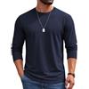 COOFANDY Maglietta Uomo Manica Lunga 100% Cotone Girocollo T-Shirt Basic Tinta Unita