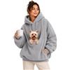 XKrmp Pet Pouch Hoodie for Cats And Small Dogs, Oversized Fleece Pullover | Kangaroo Pocket Sweatshirt - Drawstring Hood - Ribbed Cuffs - Cozy Pet Lover Gift, for Cats & Small Dogs 2-15 Lbs