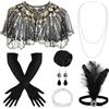 Meleager Accessori Anni 20 Donna, Accessori Grande Gatsby Donna, Guanti Neri Lunghi,1920 Accessori Vestiti Charleston per Carnevale Festa