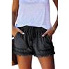 HVEPUO Pantaloncini Donna Jeans Estivi Larghi Cotone Shorts Casual Pantaloni Corti