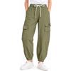 JiAmy Y2K - Pantaloni cargo da ragazza, stile streetwear, con tasche multiple, in cotone, a vita alta, stile hip hop, per danza e danza per bambini 5-14 anni