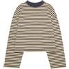 Foidiccx Camicia a maniche lunghe a righe da donna Y2k oversize girocollo vintage top autunno inverno spalla goccia carino pullover preppy