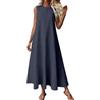 Generic Maxi abiti senza maniche da donna UK abito primavera estate cotone lino casual moda vacanza donna rosa festival vestito donna taglia 14 lungo nero funerale impero vita gravidanza carino maternità