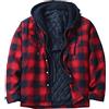 Generic Giacche invernali da uomo camicia da lavoro imbottita a maniche lunghe con cappuccio trapuntate scozzesi camicie di flanella casual in pile di cotone giacca a quadri