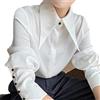 CHUNNUAN Camicia da donna in seta di raso vintage autunnale con colletto rovesciato da donna camicetta allentata bianca a maniche lunghe Blusas Office Lady Tops Chic-White, XL