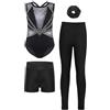 Yiesvsov Bambini Body Bambina Pattinaggio Artistico Body Ginnastica Ritmica Bambine Con Shorts Pattinaggio Con Pantaloncini Nero Bimba Sport