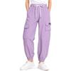 JiAmy Y2K - Pantaloni cargo da ragazza, stile streetwear, con tasche multiple, in cotone, a vita alta, stile hip hop, per danza e danza per bambini 5-14 anni