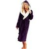 Generisch Vestaglia da donna, taglie grandi, invernale, con cappuccio, unisex, con cintura, vestaglia, biancheria da notte, calda, per sauna e benessere