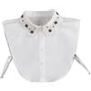 HKYBCF Collare falso Camicia da donna con colletto falso autunnale strass in cotone bianco Decorazione finto Mezza camicia staccabile