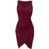 Generisch Vestito estivo da donna, sexy, con scollo a V, senza maniche, plissettato, tinta unita