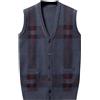 Bauzuoyo Gilet da uomo per il tempo libero, senza maniche, con bottoni, in lana, con scollo a V, comodo maglione, da uomo, a quadri, in misto lana, per il tempo libero