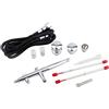 Fengda Set aerografo FE-186K con manopola anteriore regolabile in micro aria e 3 diverse dimensioni Dimensioni tazza e ugello per pittura, tatuaggi, modelli artistici ed ecc.