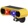 AMZSTAR Allarme solare con sensore di movimento, 13 suoni, 129 db, doppio altoparlante + LED rosso e blu lampeggiante per cortile, fattoria, giardino, frutteto, fienile (confezione da 1)