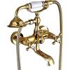 LAKKOAKOAA Rubinetto Vasca Da Bagno Miscelatore Vasca Da Bagno Ottone Due Maniglie Antico Vintage Stile, Rubinetto Doccia Da Muro Con Doccetta E Flessibile Doccia Da 1,5 M, Oro