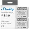 Shelly EM Mini Gen4 - Misuratore di Potenza Intelligente WiFi, 1 Canale, 16A, Domotica, Nessun Interruttore a Relè, Monitora il Consumo di Energia, Matter, Zigbee, Alexa & Google (2 Pezzi)