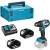 Makita DDF 484 RFJ - Trapano avvitatore a batteria, 18 V, 54 Nm + 2 batterie 3,0 Ah + caricatore in Makpac