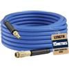 ORTOSUD Tubo Per Aria Compressa 15M, Tubo Compressore Aria Diametro Interno 6 mm Diametro Esterno 12 mm, Tubo Pneumatico Blu Con Raccordi Rapidi Ottone 1/4, 20 bar, Anti‑groviglio, per Officina e Cantieri