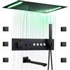 XJTNLB Colonna Doccia Termostatica con Display Digitale Set Doccia Incasso LED con 8 Getti Idromassaggio e Beccuccio Rotante, Nero