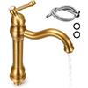 Normodic Rubinetto Vintage Rubinetto Lavello Cucina Girevole a 360°, in Ottone | Rubinetto Bagno Lavabo con 2 Tubi Flessibili,Miscelatore Monocomando da Appoggio,Calda e Fredda del Rubinetto,Design Durevole