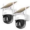 aosu 2K Telecamera con Pannello Solare 360°PTZ, Rilevamento del Movimento | 3MP Telecamera WiFi Esterno,Visione Notturna a Colori,Audio Bidirezionale e Grado di Protezione IP65