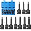 EFUTURETIME 10 Pz. Set Chiavi a Bussola Torx 1/2, T20, T25, T27, T30, T35, T40, T45, T50, T55, T60, Bussole Maschio Inserti con Scatola, Cr-Mo,