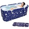 SunshineFace Vasca da bagno pieghevole per adulti, portatile, portatile, con cuscino | Isolamento a 6 strati, vasca autoportante per bagno caldo, bagno di ghiaccio, pieghevole, salvaspazio, 135 x 62 x 50 cm
