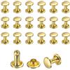 QUARKZMAN 50 Set Rivetti in Pelle 6mm Rivetti a Doppia Testa Borchie Oro | Metalliche Tubolari, 8mm Altezza, per Riparazione e Decorazione Artigianale di Scarpe Borse Cinture