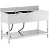 Royal Catering RCGS-2B1400D6 - Lavabo a 2 vasche da 400 x 400 x 250 mm, in acciaio INOX