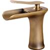 LAKKOAKOAA Rubinetto Lavabo Cascata Rubinetto Bagno, Anticato Vintage Stile Ottone Monocomando Miscelatore Bagno, Miscelatore Lavabo, Bronzo