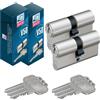 BASI | Set di 2 cilindri doppi profilati N+G 30/35 mm | Chiusura simultanea | con funzione di emergenza e pericolo | Cilindro per porte d'ingresso di casa | Serratura a cilindro con 3 chiavi