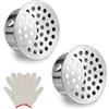AHANDMAKER 2 tappi di terminazione in PVC per diametro interno da 5 cm, coperture rotonde in acciaio inox, con 1 paio di guanti in tessuto, filtro di protezione per grondaie, grondaie, pluviali