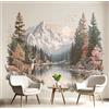 JEDTAKCT Carta Da Parati Effetto 3D Montagne Della Foresta 150X105Cm Fotomurali Cervo Vintage Animale, Decorazione Poster Beige Arte Murale Moderna Per Ufficio Parete Camera Da Letto Soggiorno