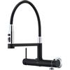 DETBOM Rubinetto Lavello Cucina a Muro con Attacco 3/4, 3 Modalità, Nero | Miscelatore Cucina Muro, Girevole 360° Rubinetto Cucina Parete Flessibile per Lavastoviglie/Lavatrici, Altezza Totale 385 mm