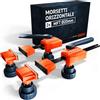 PRESCH Morsetto orizzontale da banco 2 pz - Morsetto tavolo per fori Ø20mm | Incl. 2x ganci da banco & 4x viti di serraggio - Tenuta ottimale grazie a 70kg forza di serraggio - Con superfici gommate