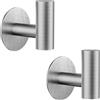 YUET 2 Pezzi Ganci Portasciugamani Adesivi in SUS 304 Acciaio Inox Rotondo Gancio Appendiabiti da Parete Autoadesivo per Cucina e Bagno Asciugamani Muro Accappatoio Accessori (Argento spazzolato)