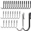 HLIWS 30 Pezzi Gancio Doccia Accappatoio,per cucina, bagno, ufficio | Acciaio inossidabile,portata massima di 5 kg,nero+argento,adatto a porte in vetro senza telaio di spessore inferiore a 4 mm