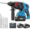 Seesii 4-In-1 Martello Perforatore a Batteria, 2,5J SDS Plus, 2 Batterie | 2x 4,0Ah, 4800BPM, Motore Brushless, Foratura, Foratura a Percussione e Scalpellatura, 3 Punte da Trapano e 2 Scalpelli