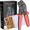 Preciva Pinza Crimpatrice Professionale + 300 Boccole Piatte - Kit per Crimpatura 0,5-1,5 mm², Utensile Versatile per Auto, Elettronica e Bricolage