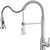 Yuanny Rubinetto da cucina con doccetta estraibile, rubinetto da cucina con doccetta girevole a 360°, miscelatore da cucina, 2 tipi di getto, rubinetto a molla a spirale, in acciaio inox, nichel spazzolato