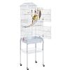 Yaheetech Gabbia Uccelli Metallo Legno Ruote 46 × 35,5 × 158,5 cm Bianca | Dotata di Piedistallo, Posatoi in Legno e Giocattoli, Adatta Interno‑Esterno per Pappagalli, Inseparabili e Calopsite