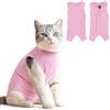 Psxixjsm Body per gatti, 2 pezzi, tuta di recupero post-operatoria, abbigliamento protettivo per gatti, per ferite e castrazione (rosa, L)