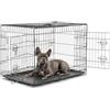 lionto Gabbia per Cani e Gatti, Pieghevole, 92 x 58 x 64 cm, Nero | Box di transporto in metallo con vaschetta in plastica, divisorio e chiusure sicure per auto, viaggio, e veterinario
