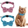 DHWEKU 2 Pezzi collare gatto Collare per gatti in velluto con campana e papillon,regolabile per gatti separati,gattino piccolo cucciolo di sicurezza papillon solido colore di collare per papillo per gatt