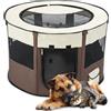 ALLSOPETS Recinto per Cani da Interno Pieghevole, Marrone, L | Box per Cani da Interno Traspirante, Recinto Portatile per Cani Gatti, Uso Interno/Esterno con Borsa per Viaggi e Campeggio